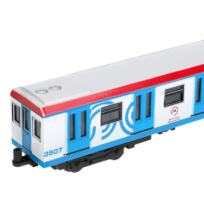 Технопарк."ЖД. Вагон метро" арт.SUBWAYMSC-18-WHBU 18,5 см, двери, инерц, бел, кор.