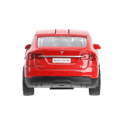 Машина металл tesla model x plaid 12 см, двери, красн, кор. Технопарк в кор.2*36шт