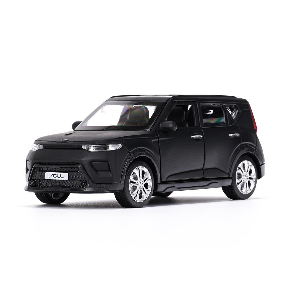 Машина металл свет-звук KIA soul 12 см, двер, инер, черный МАТОВЫЙ, кор. Технопарк в кор.2*36шт