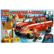 UAZ конструктор uaz PICKUP ПОЖАРНАЯ СЛУЖБА, 76 дет. Город мастеров в кор.36шт