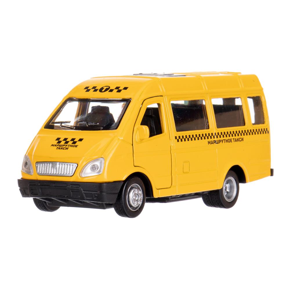 Машина металл ГАЗ газ-3221 "газель" ТАКСИ длина 12,2 см, двери, инерц, кор. Технопарк в кор.2*36шт