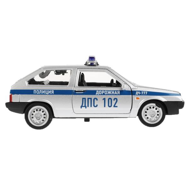 Машина металл LADA-2108 "СПУТНИК" ПОЛИЦИЯ 12 см, двери, багаж, кор. Технопарк в кор.2*36шт