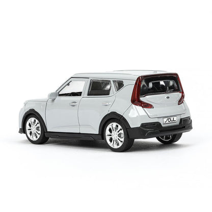 Машина металл KIA soul длина 12 см, двери, багаж., инерц, серебряный, кор. Технопарк в кор.2*36шт