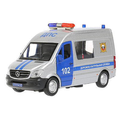 Машина "mercedes-benz sprinter полиция" 14см, открыв. двери, инерц. в кор Технопарк в кор.2*32шт