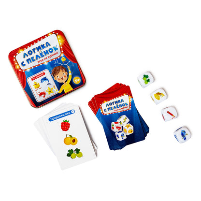 ИГРА НАСТОЛЬНАЯ "ЛОГИКА С ПЕЛЕНОК" (ЖЕСТЯНАЯ КОРОБОЧКА) в кор.42шт