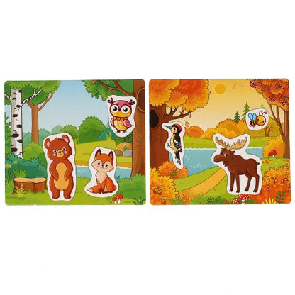 ЛЕСНЫЕ ЖИВОТНЫЕ. -. Игра на магнитах в коробке. 240х200х60мм. Умные игры в кор.20шт