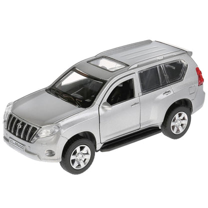 Машина металл "TOYOTA PRADO" 12см, открыв. двери, инерц, СЕРЕБРИСТЫЙ в кор. Технопарк в кор.2*36шт