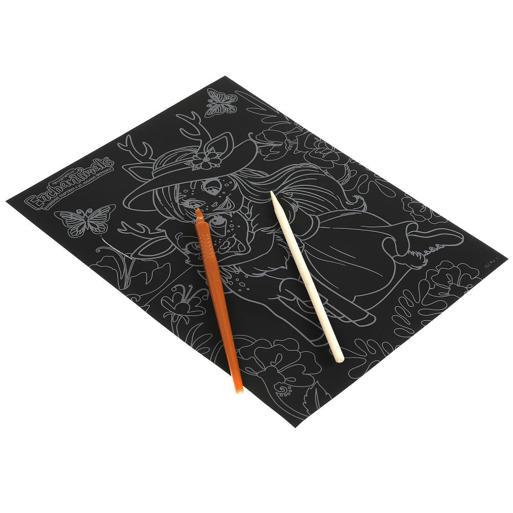 SCRATCHART-SILV-EN1 313946 Набор д/дет творчества ЭНЧЕНТИМАЛС гравюра 18*24 см, серебряная МУЛЬТИ
