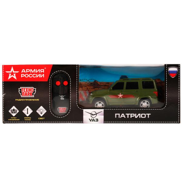 Технопарк. Машина р/у "УАЗ Patriot. Армия России" 15,5 см, свет,зеленый, кор. арт.PATRIOT-15RCARR-GN