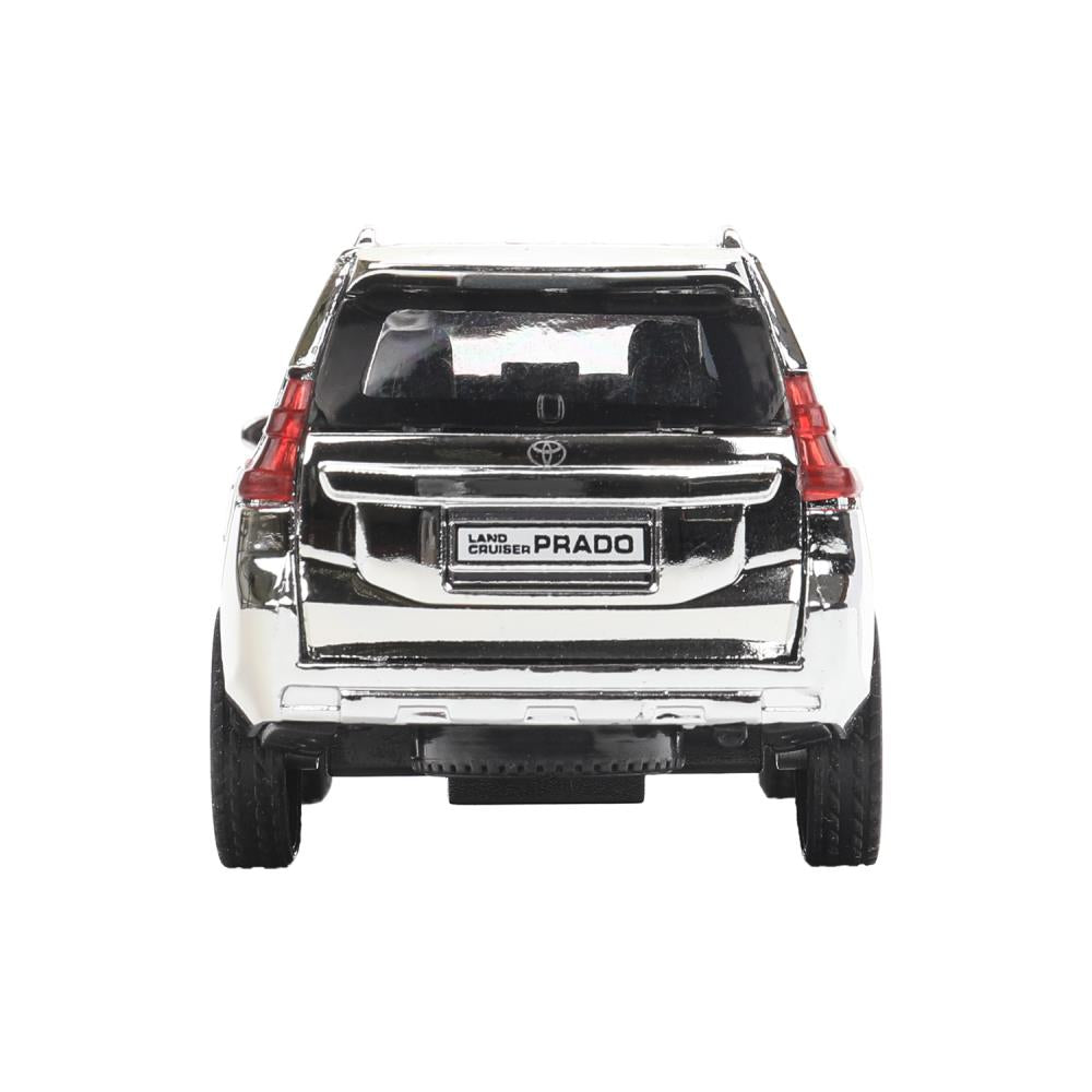 Машина металл TOYOTA PRADO ХРОМ 12 см, двери, багаж, инерц, серебрист, кор. Технопарк в кор.2*36шт