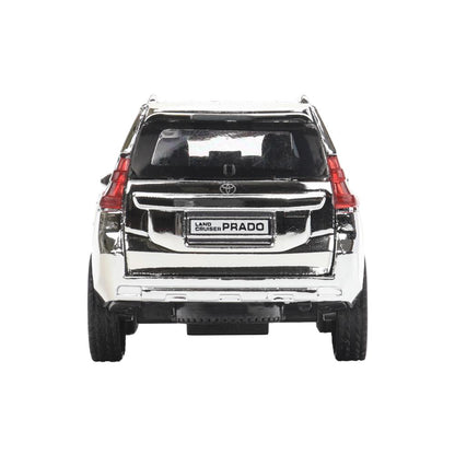 Машина металл TOYOTA PRADO ХРОМ 12 см, двери, багаж, инерц, серебрист, кор. Технопарк в кор.2*36шт
