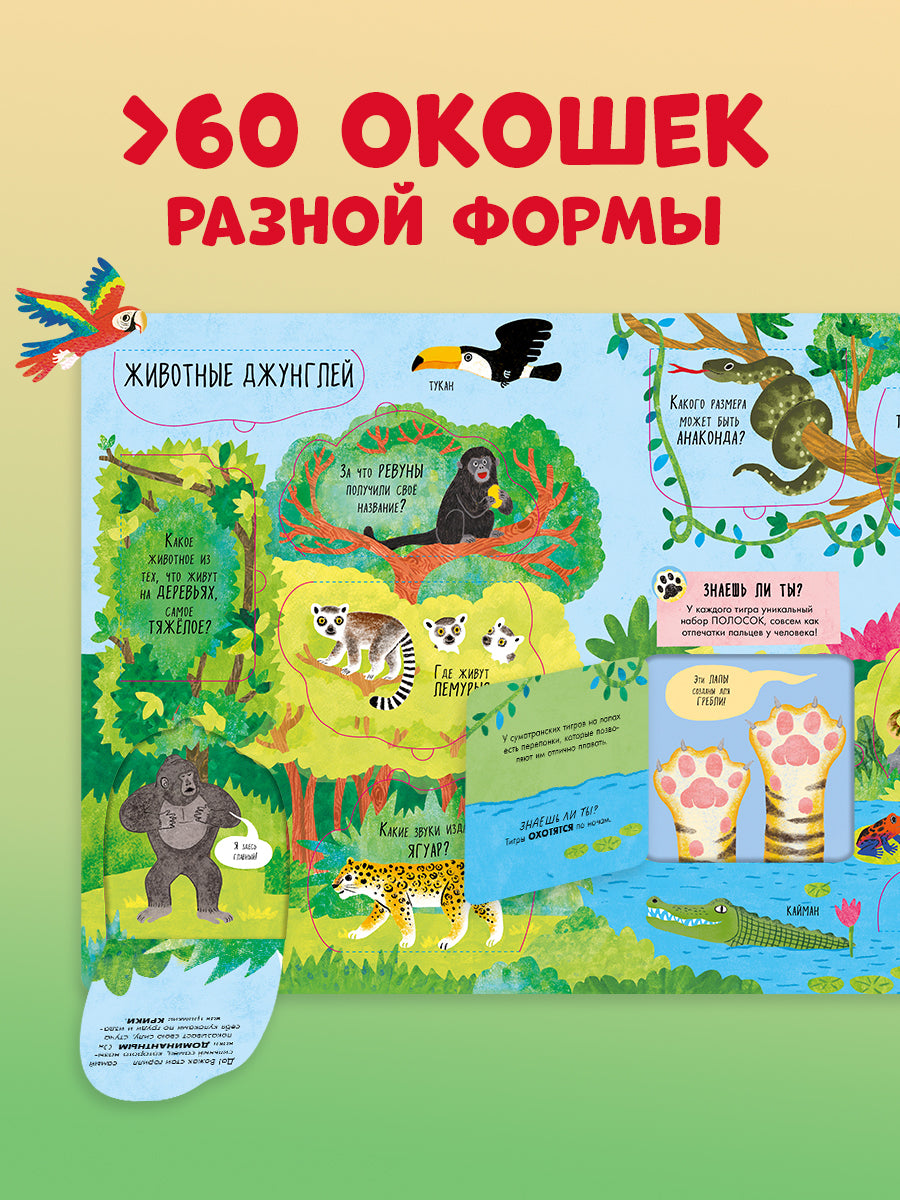 Книжка с окошками. Большая книга с окошками. Животные/Мосс Р.