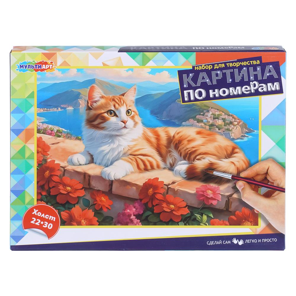 Холст на подрамнике 22x30 Кот на балконе МУЛЬТИ АРТ в кор.22шт