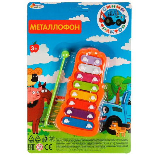 Металлофон СИНИЙ ТРАКТОР блист.17*25*1см ИГРАЕМ ВМЕСТЕ в кор.2*144шт