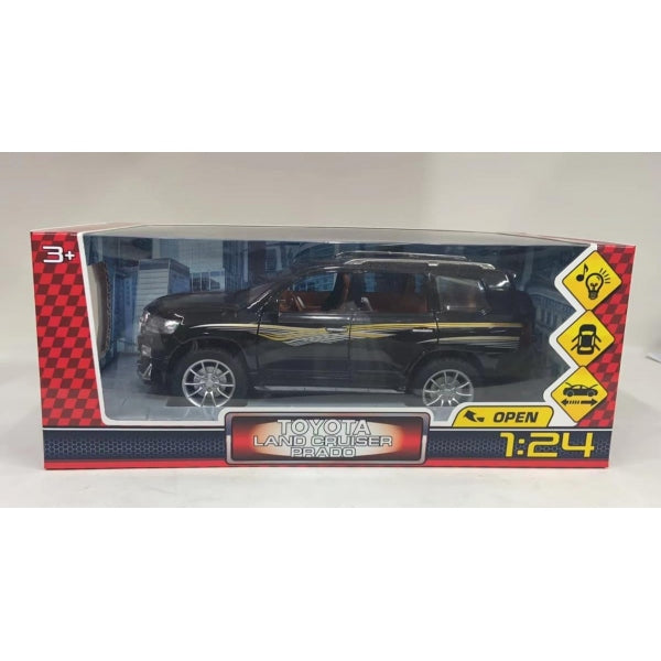 Машина металл свет-звук TOYOTA PRADO, 21см, двери, инерц, черный, кор Технопарк в кор.18шт