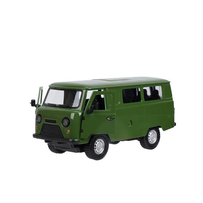 Машина металл свет-звук UAZ УАЗ 452, 18,5 см, св-зв, дв люк, баг, ин, зелен Технопарк в кор.2*18шт