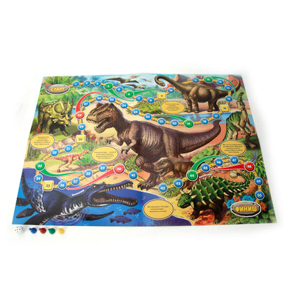 НАСТОЛЬНАЯ ИГРА-ХОДИЛКА "УМНЫЕ ИГРЫ" ДИНОЗАВРЫ В РУСС. КОР. в кор.20шт