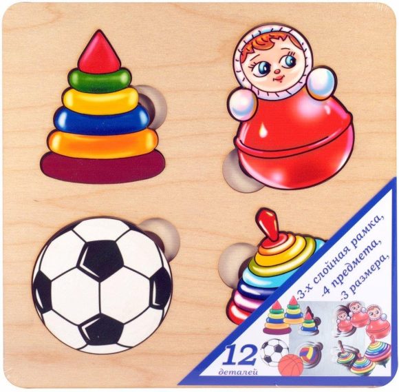 Больше-меньше "Игрушки" арт.7910 развивающая доска (Дерево) /26