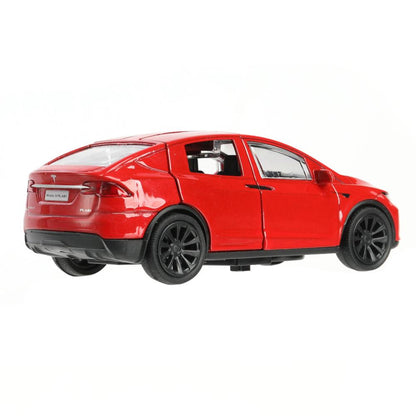 Машина металл tesla model x plaid 12 см, двери, красн, кор. Технопарк в кор.2*36шт