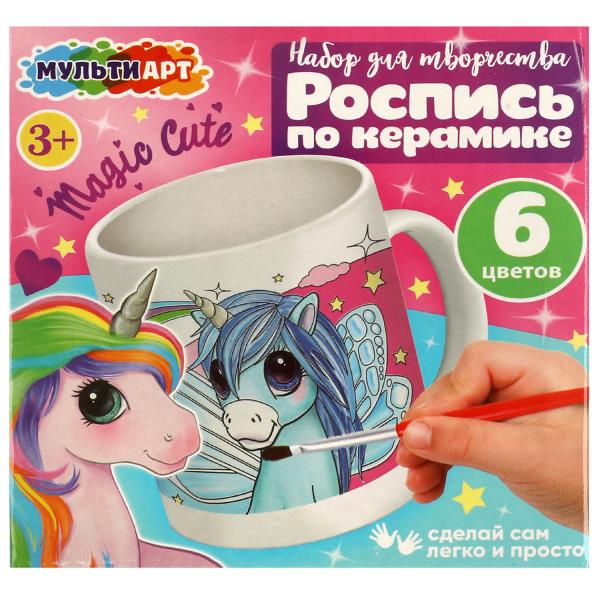 Кружка для росписи, 6 цв. единороги МУЛЬТИ АРТ в кор.24шт
