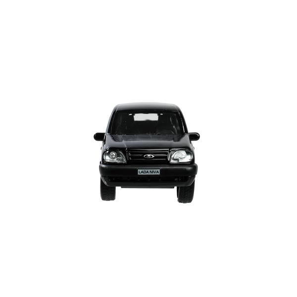 Машина металл LADA NIVA длина 12 см, двери, багаж, инерц, черный, кор. Технопарк в кор.2*36шт