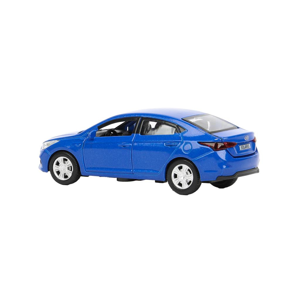 Машина металл HYUNDAI SOLARIS, 12 см, двери, багажн, инерц, синий, кор. Технопарк в кор.2*36шт