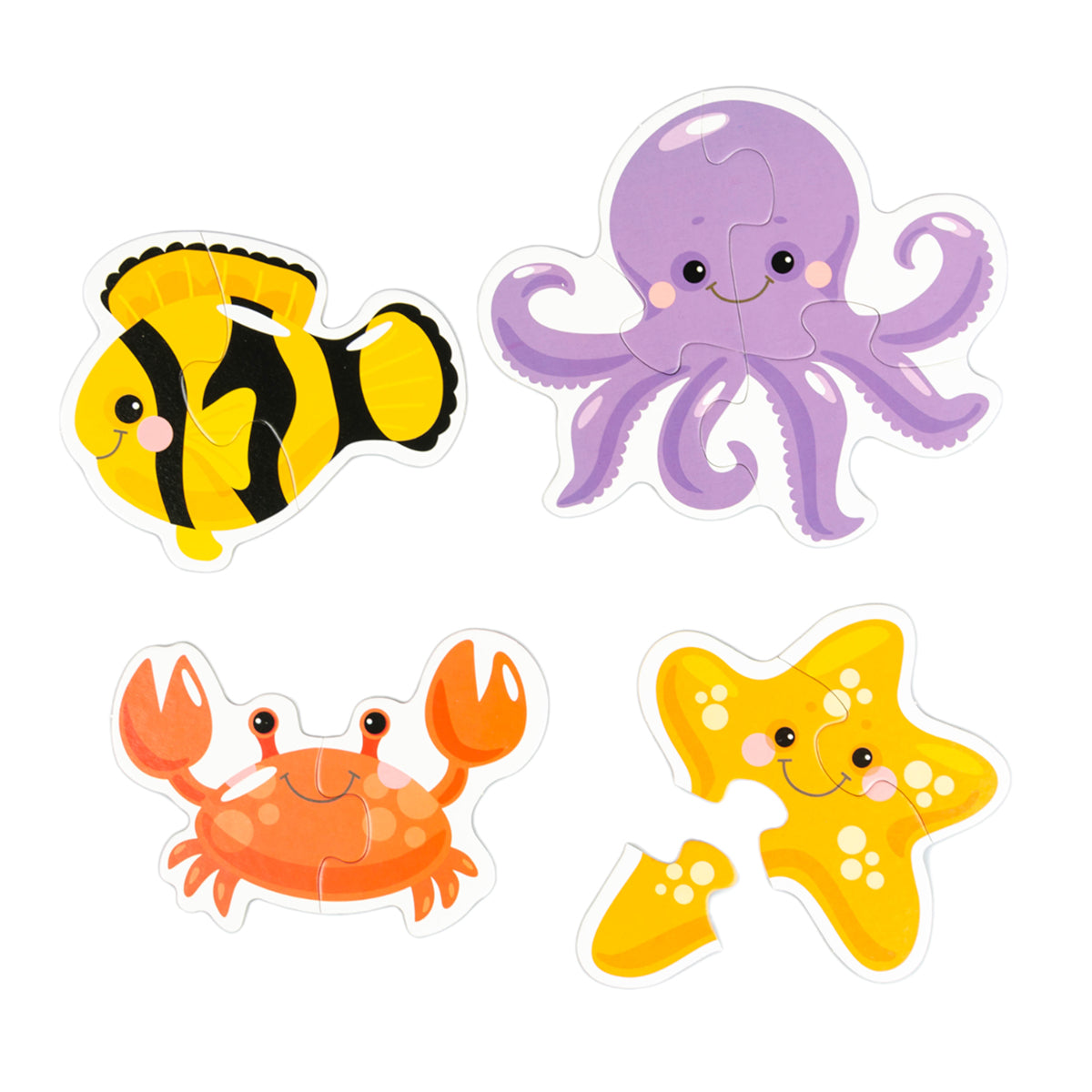 Пазлы контурные "Обитатели моря" Baby Toys (5 карт. 14 дет)