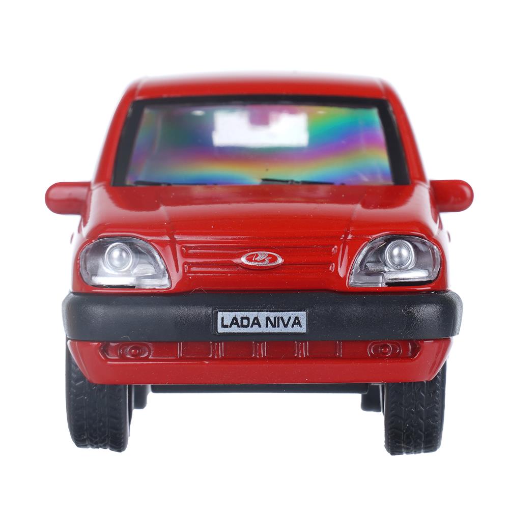 Машина металл LADA NIVA длина 12 см, двери, багаж, инерц, красный, кор. Технопарк в кор.2*36шт