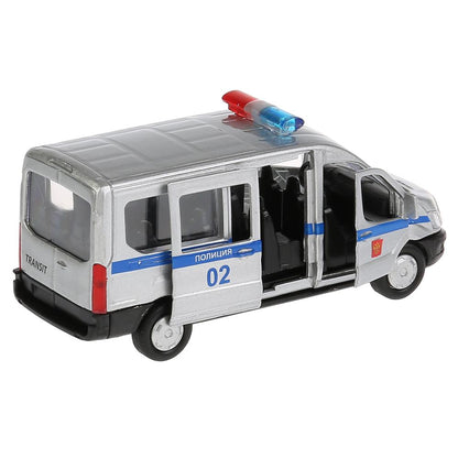 Машина металл FORD Transit полиция 12см, открыв. двери, инерц. в кор. Технопарк в кор.2*24шт