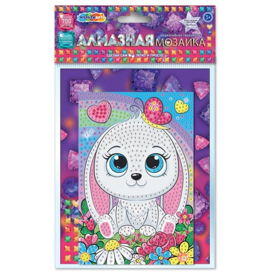 Алмазная мозаика 10*15 зайка МУЛЬТИ АРТ в кор.100шт