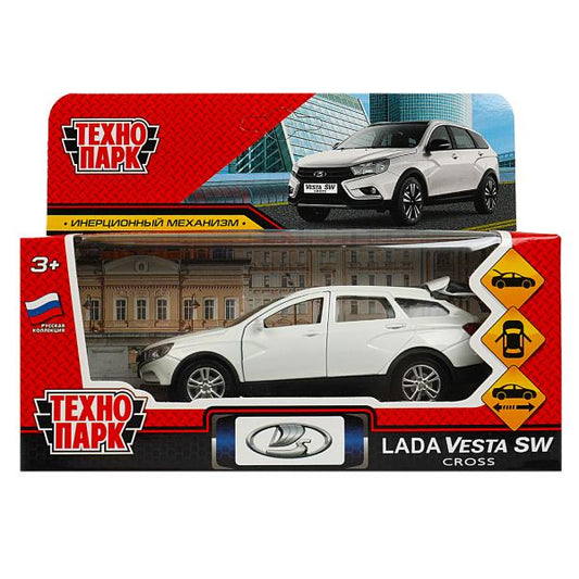 4611959402645 Машина металл LADA VESTA SW CROSS 12 см, двери, багаж, инерц, белый, кор. Технопарк в