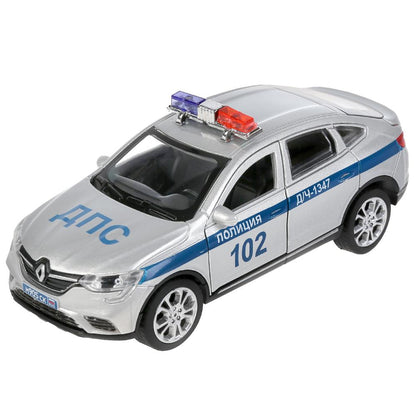 ARKANA-12POL-SR 303072 Машина металл RENAULT ARKANA ПОЛИЦИЯ 12 см, двери, багаж, серебристый, кор. Т
