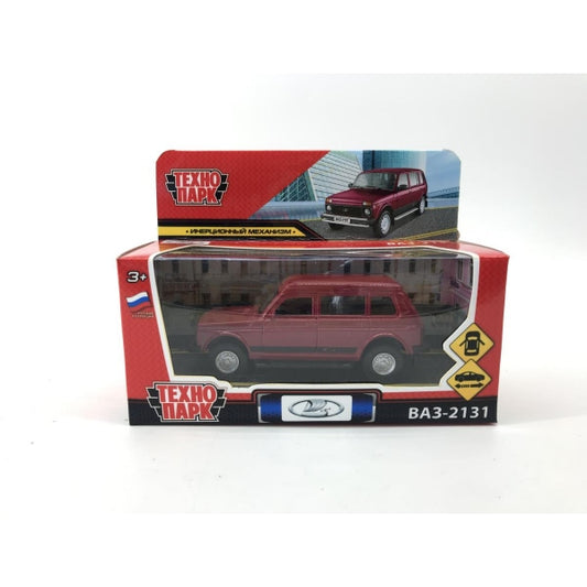 Машина металл LADA 4x4 2131 12 см, двери, багаж, инерц, красный, кор. Технопарк в кор.2*36шт