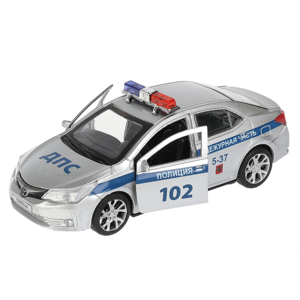 Машина металл TOYOTA COROLLA ПОЛИЦИЯ, длина 12см, открыв. двери, инерц. Технопарк в русс. кор.2*36шт