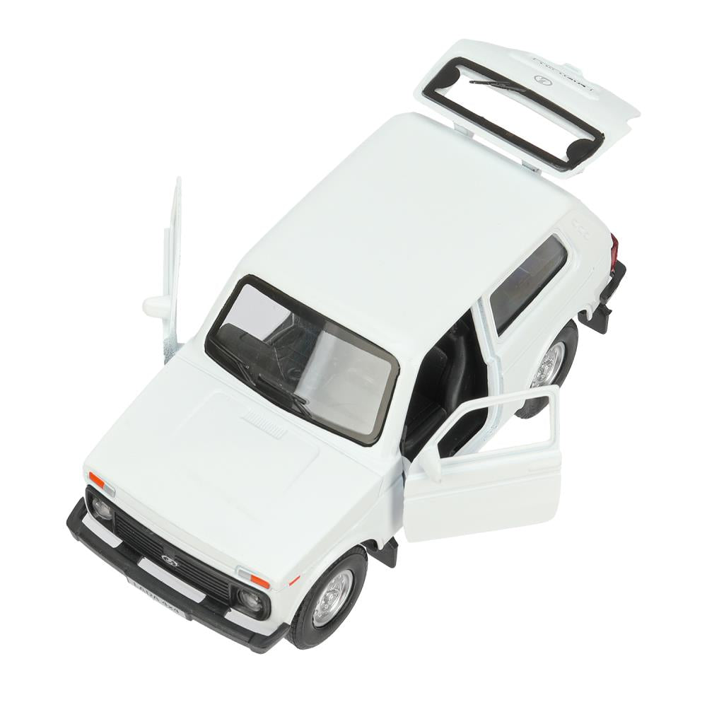 Машина металл LADA 4x4 длина 12 см, двери, багаж, инерц, белый, кор. Технопарк в кор.2*36шт