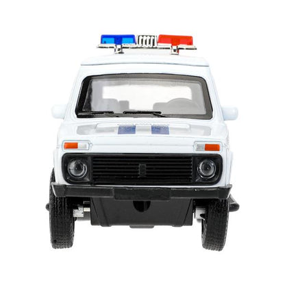 Машина металл свет-звук LADA 4x4 2131 ПОЛИЦИЯ 12,8 см, двер, баг, инр, кор.. Технопарк в кор.2*36шт