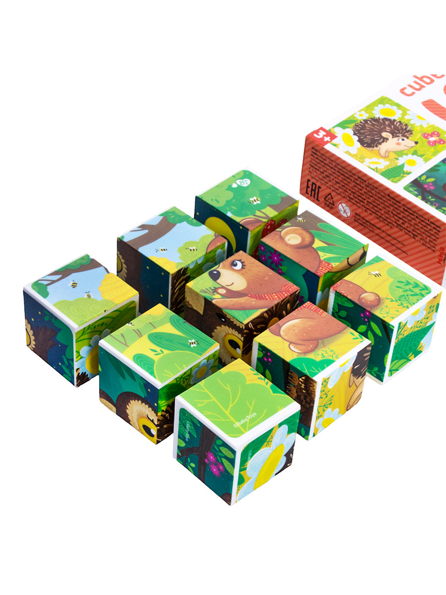 Кубики "Зверята" (без обклейки) 9 шт Baby Toys