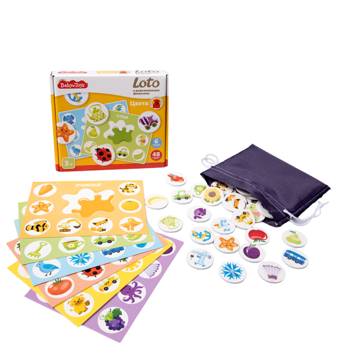 Лото с деревянными фишками "Цвета" Baby Toys
