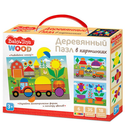 Пазл деревянный в картинках 35 эл Baby Toys Wood (18 картинок)