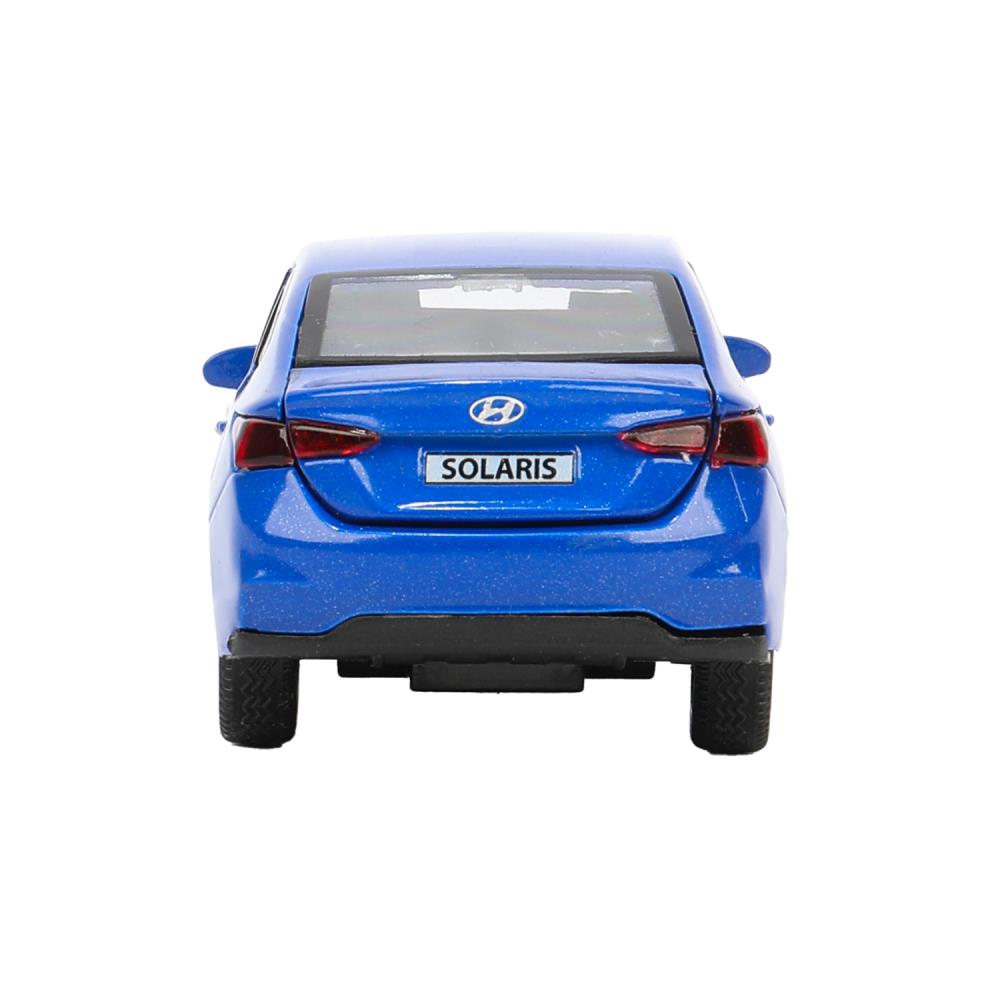 Машина металл HYUNDAI SOLARIS, 12 см, двери, багажн, инерц, синий, кор. Технопарк в кор.2*36шт