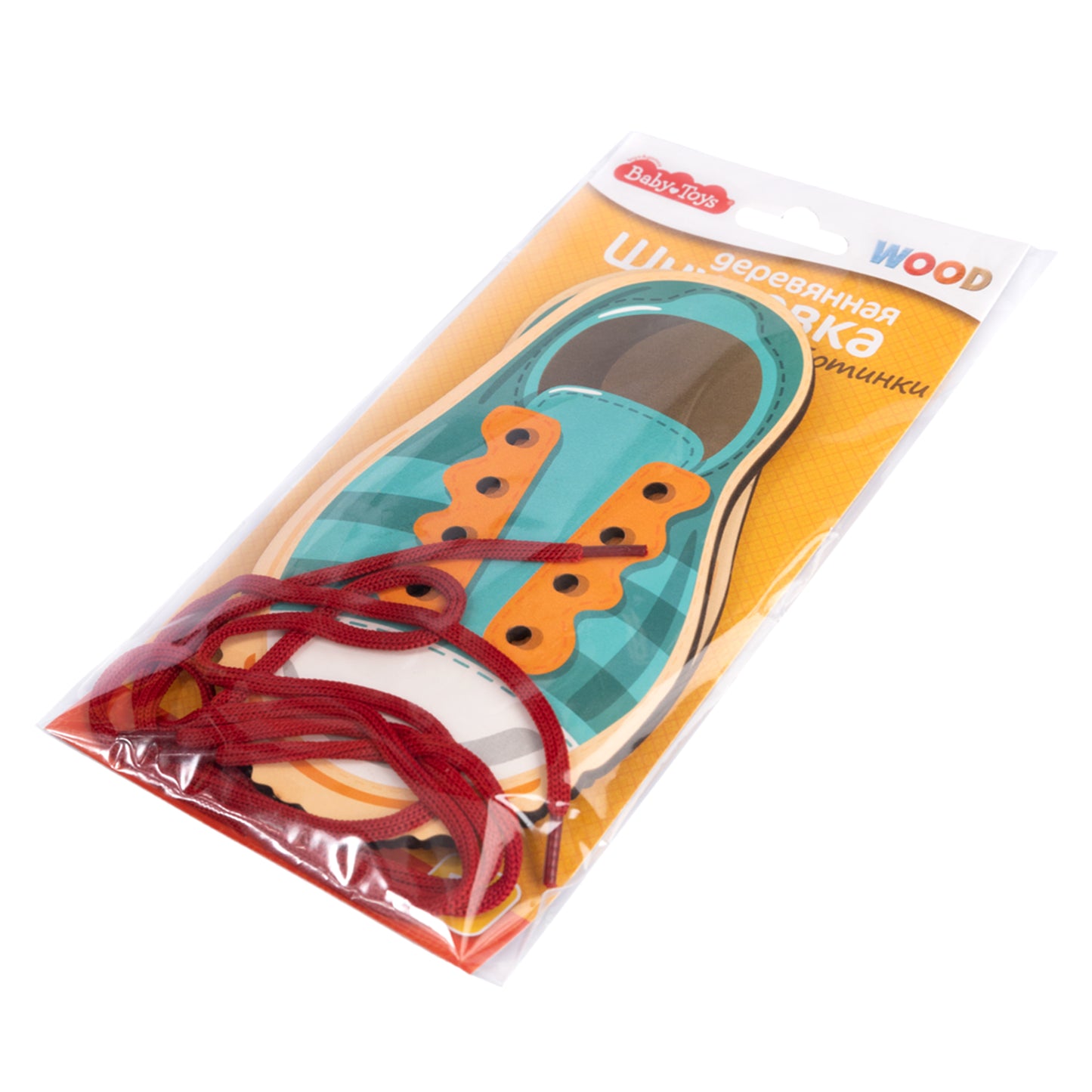 Шнуровка деревянная "Ботинки" Baby Toys Wood (европодвес)