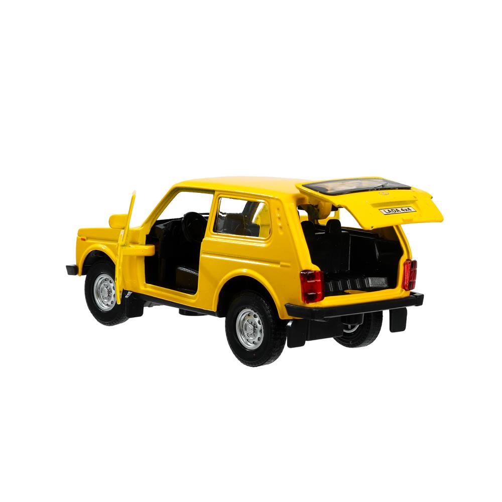 Машина металл LADA 4x4 12 см, двери, багаж, инерц, желтый, кор. Технопарк в кор.2*36шт