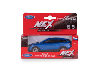 Welly. Машинка 1:38 "LADA Vesta SW Cross" пруж. мех., серебряный арт.43763W-S
