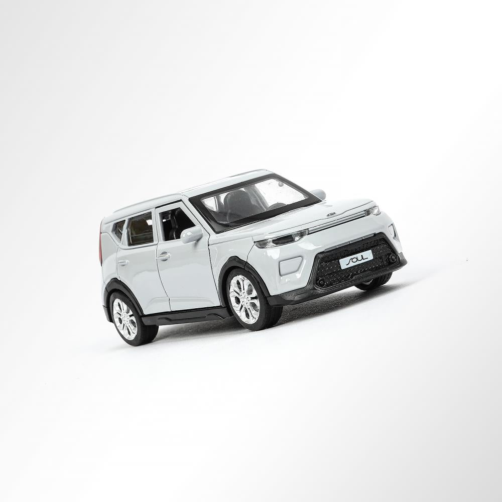 Машина металл KIA soul длина 12 см, двери, багаж., инерц, серебряный, кор. Технопарк в кор.2*36шт