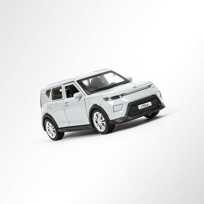 Машина металл KIA soul длина 12 см, двери, багаж., инерц, серебряный, кор. Технопарк в кор.2*36шт