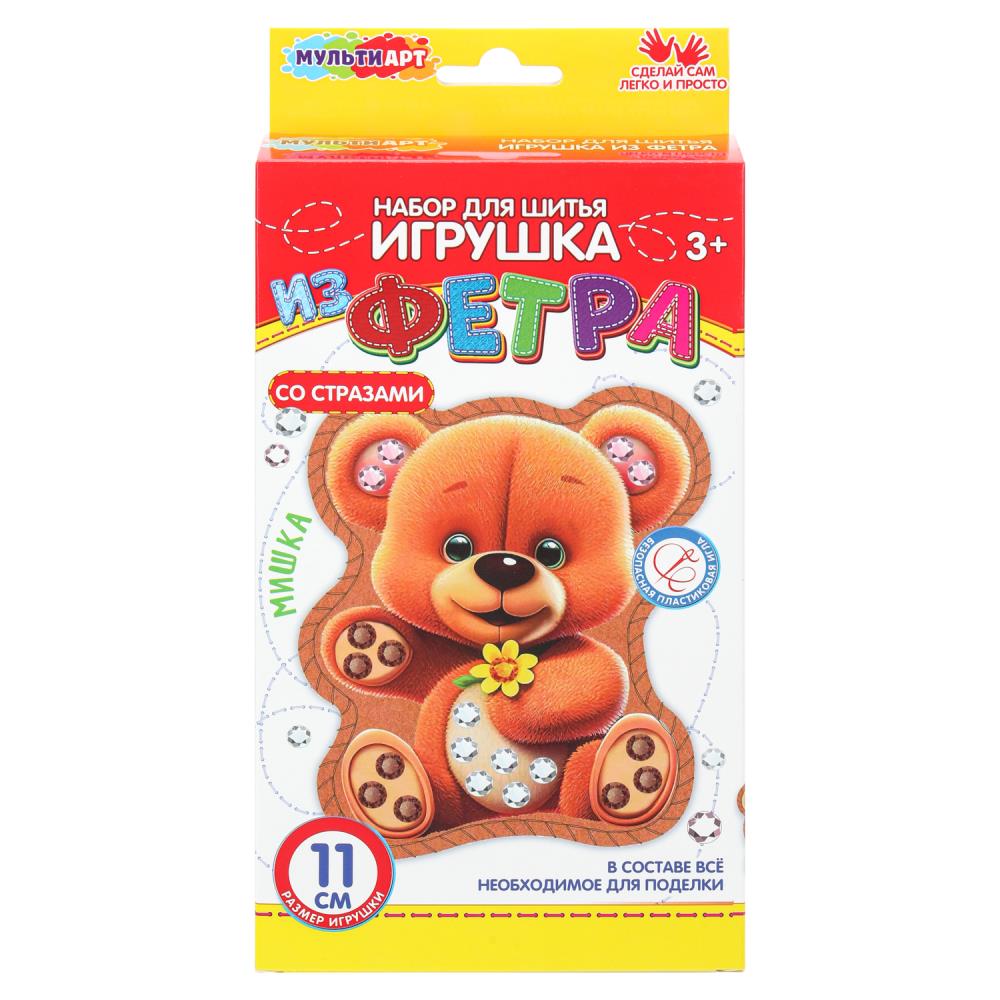 Игрушка из фетра Со стразами мишка МУЛЬТИ АРТ в кор.66шт