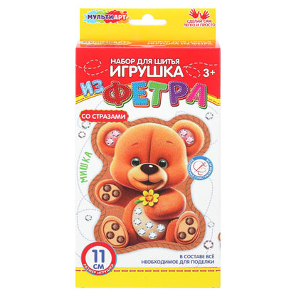Игрушка из фетра Со стразами мишка МУЛЬТИ АРТ в кор.66шт