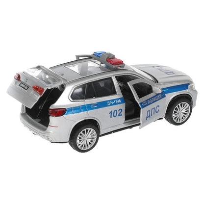 Машина металл свет-звук bmw X5 M-SPORT ПОЛИЦИЯ 12 см, двер, баг, кор. Технопарк в кор.2*36шт