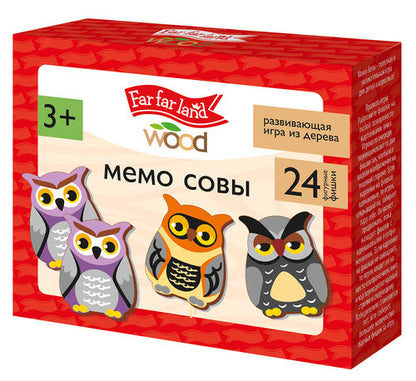 Игра настольная деревянная МЕМО "Совы" (24 фишки в коробке) Far far land wood