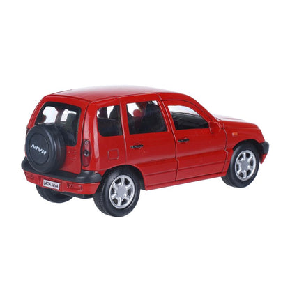 Машина металл LADA NIVA длина 12 см, двери, багаж, инерц, красный, кор. Технопарк в кор.2*36шт